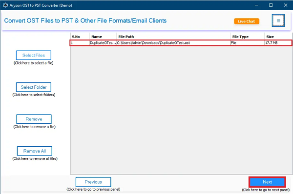 Preview the added OST File