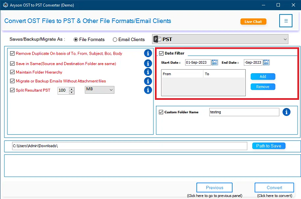 Select Features and Filters