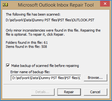 Microsoft Outlook error message
