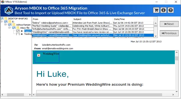 import mbox to office 365