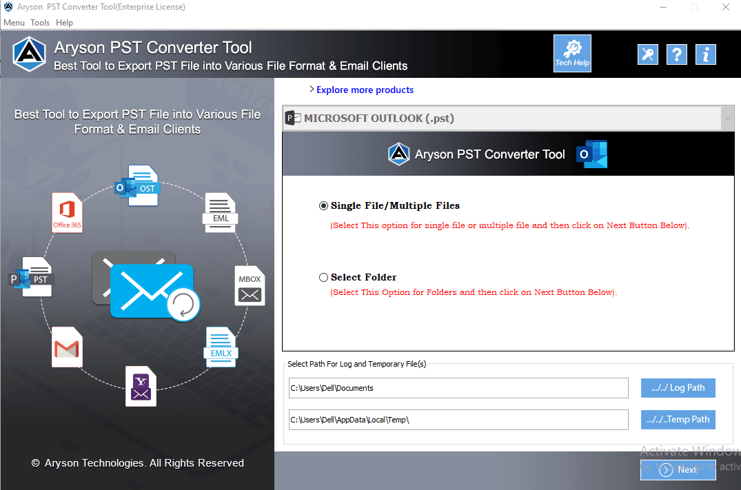 Aryson PST Converter Tool Step 1