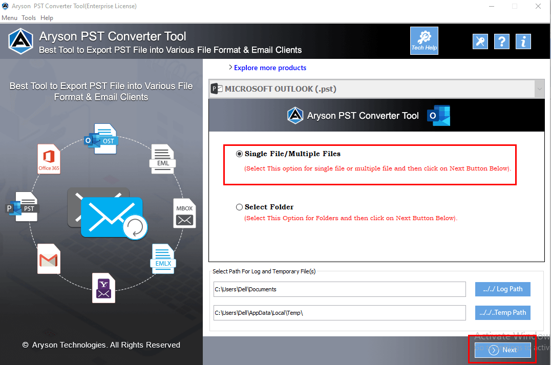 Aryson PST Converter Tool Step 2