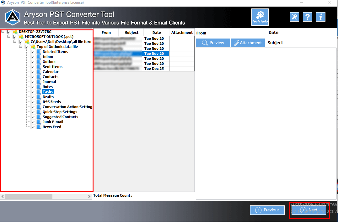 Aryson PST Converter Tool Step 4