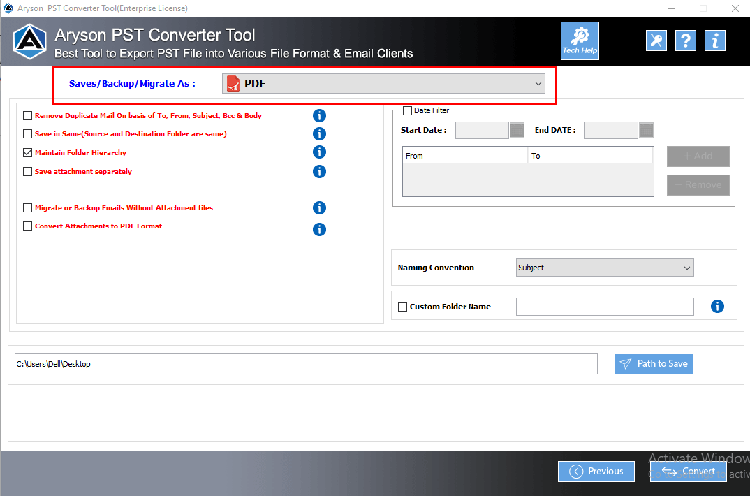 Aryson PST Converter Tool Step 5