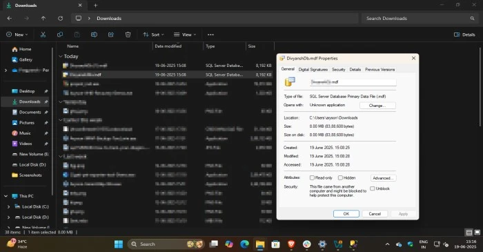 Right-click on MDF or LDF files