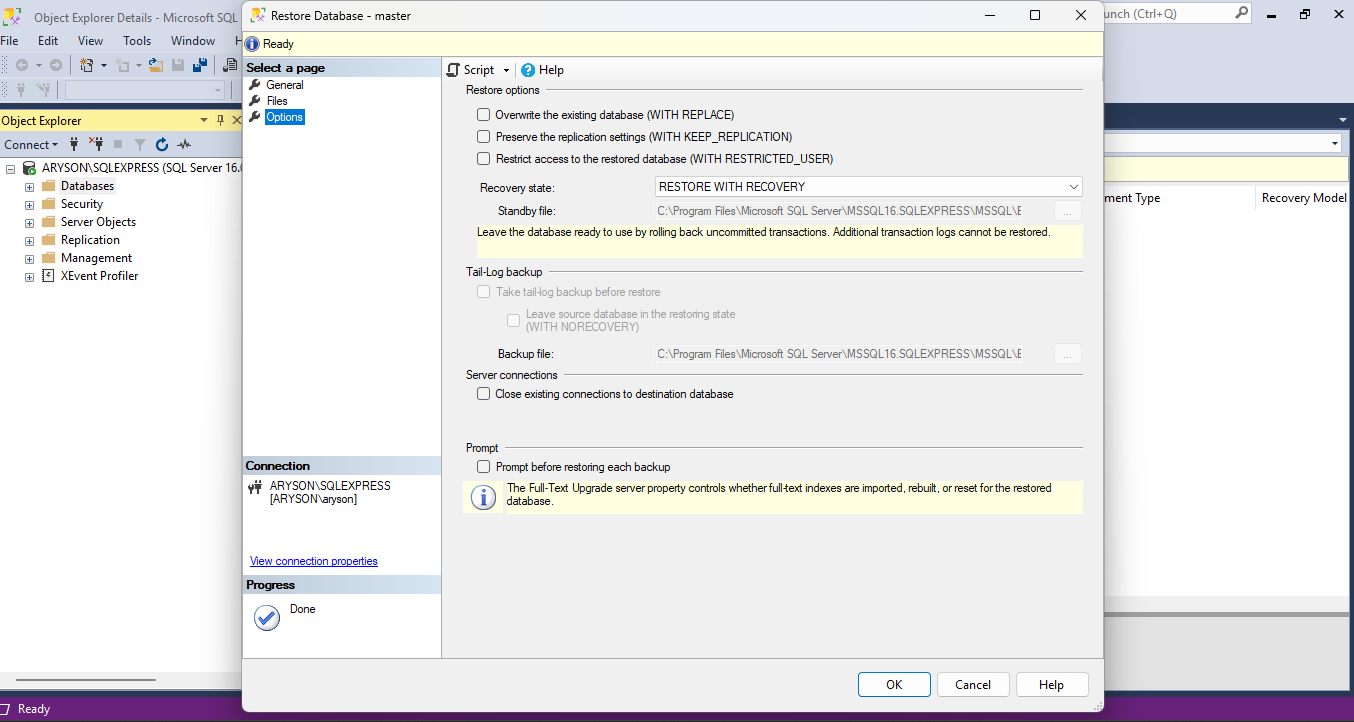 Click on the Options option