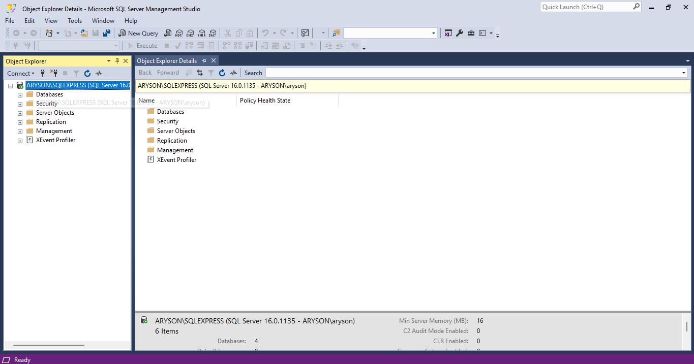 Right-click on the database file/folder