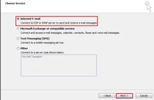 Choose Service, than Internet E-mail