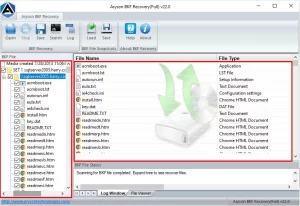 Completing the scan process display recovered data for preview