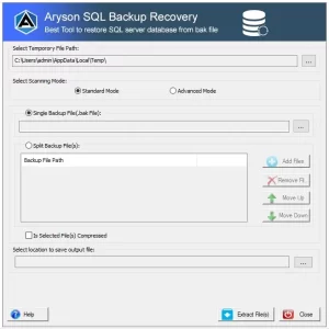 Download and launch Aryson SQL Backup Recovery Tool