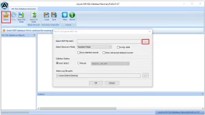Browse to add a corrupt SQL database file